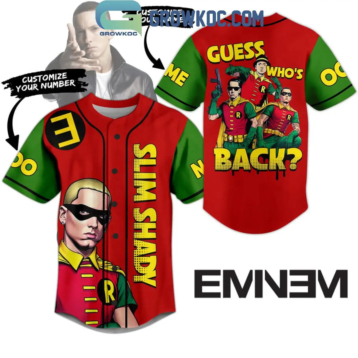 Slim Shady Guess Who's Back Ronin Eminem Personalized Baseball Jersey