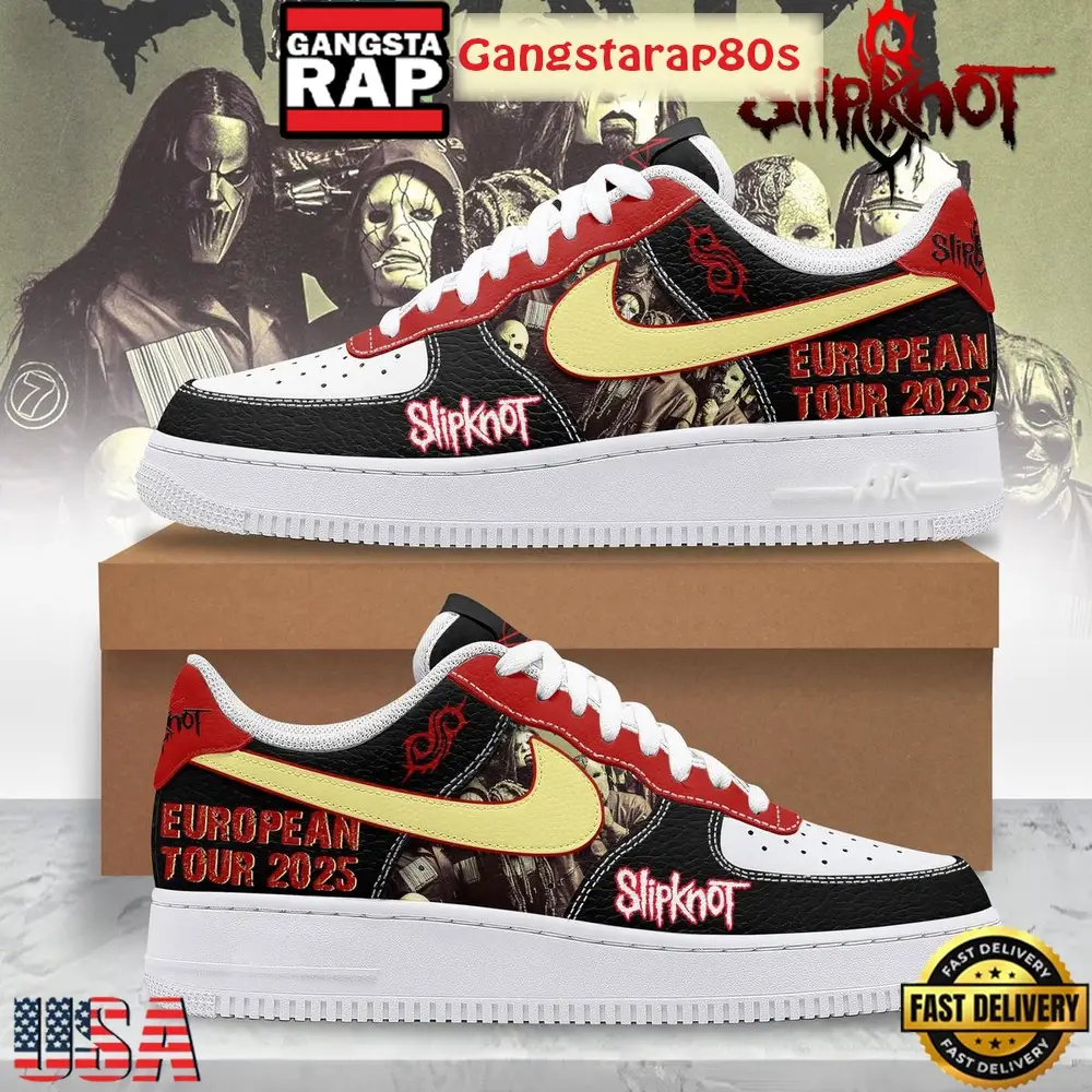 Slipknot European Tour 2025 Special Edition Air Force 1 Shoes Running Sneakers Slipknot European Tour 2025 Special Edition Air Force 1 Shoes Running Sneakers - Image 1