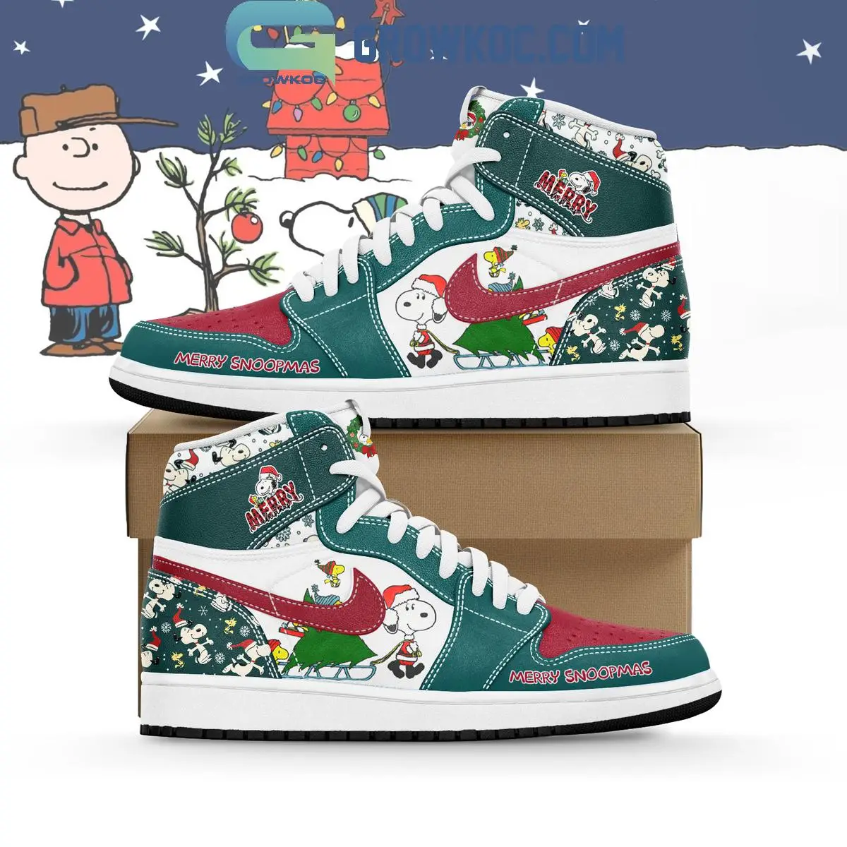 Snoopy Merry Christmas Air Jordan 1 Shoes