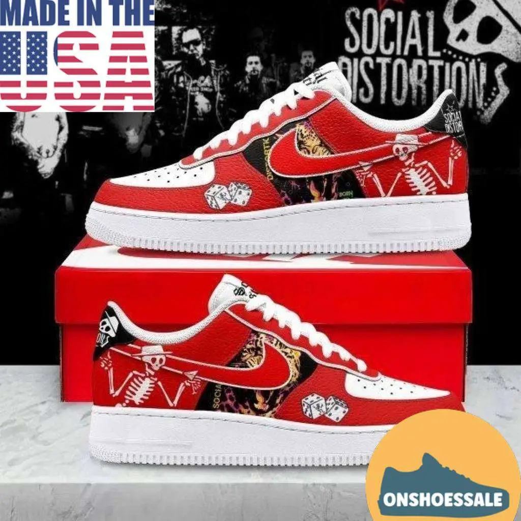 Social Distortion Air Force 1 Custom Punk Rock Sneakers Red Skull Shoes - Best Gift Shoes Social Distortion Air Force 1 Custom Punk Rock Sneakers Red Skull Shoes - Best Gift Shoes - Image 1
