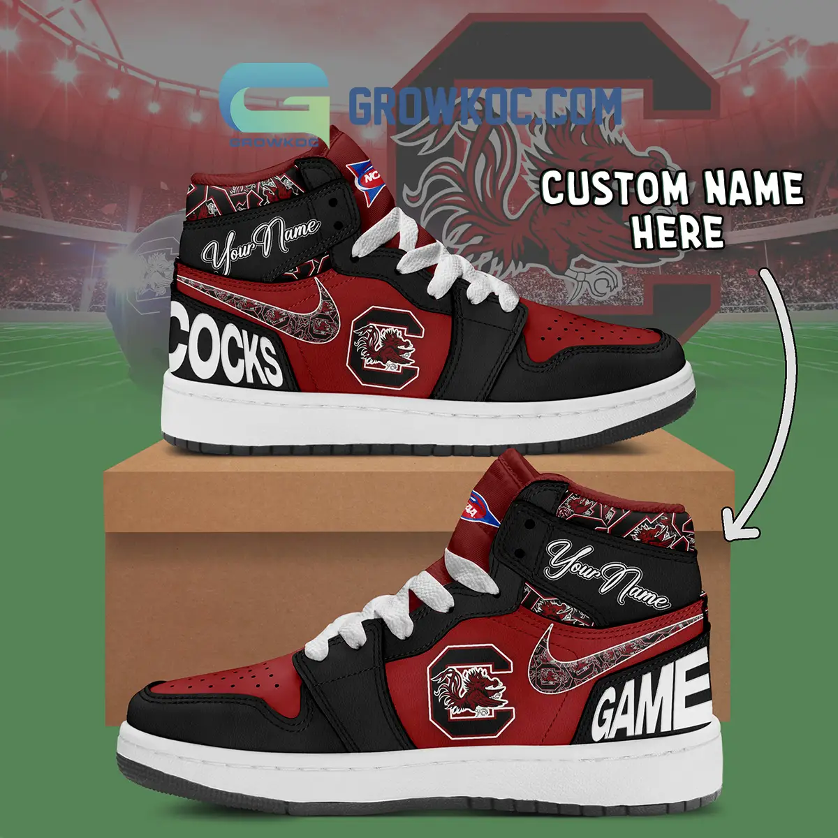 South Carolina Gamecocks NCAA Personalized Air Jordan 1 Shoes