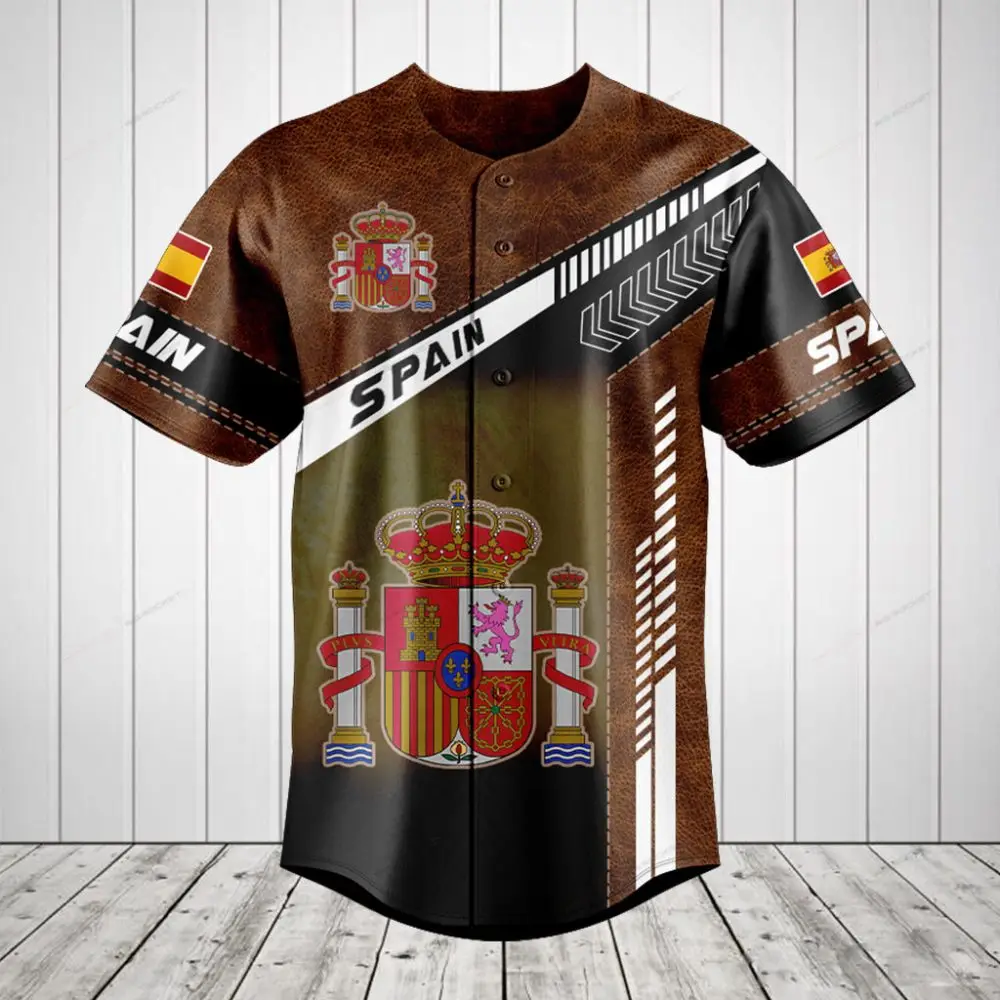 Spain Flag Baseball Jersey - Stylish & Comfortable National Team Gear For Fans , Perfect Gift!