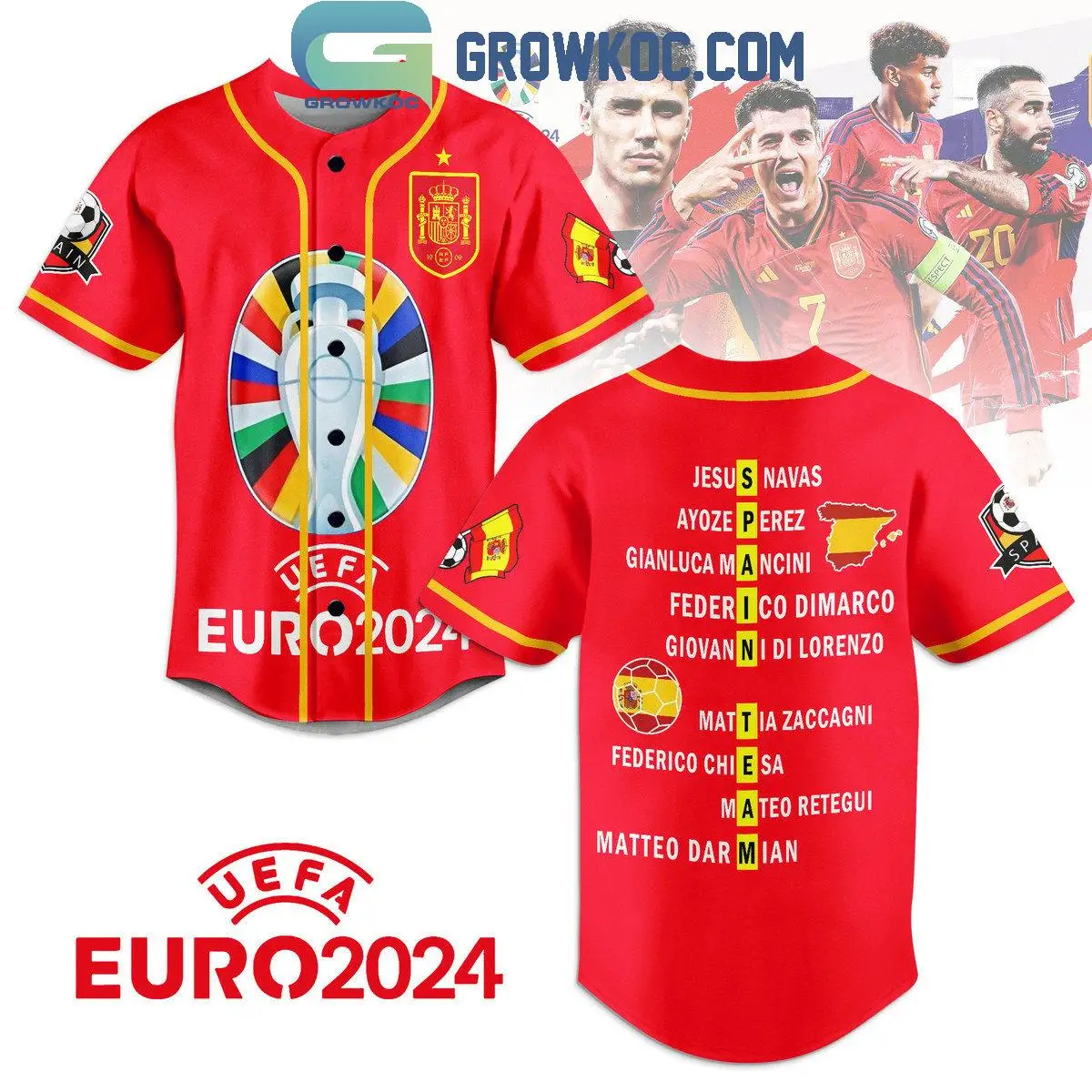 Spain Team European Football Championship UEFA EURO 2024 Personalized Baseball Jersey
