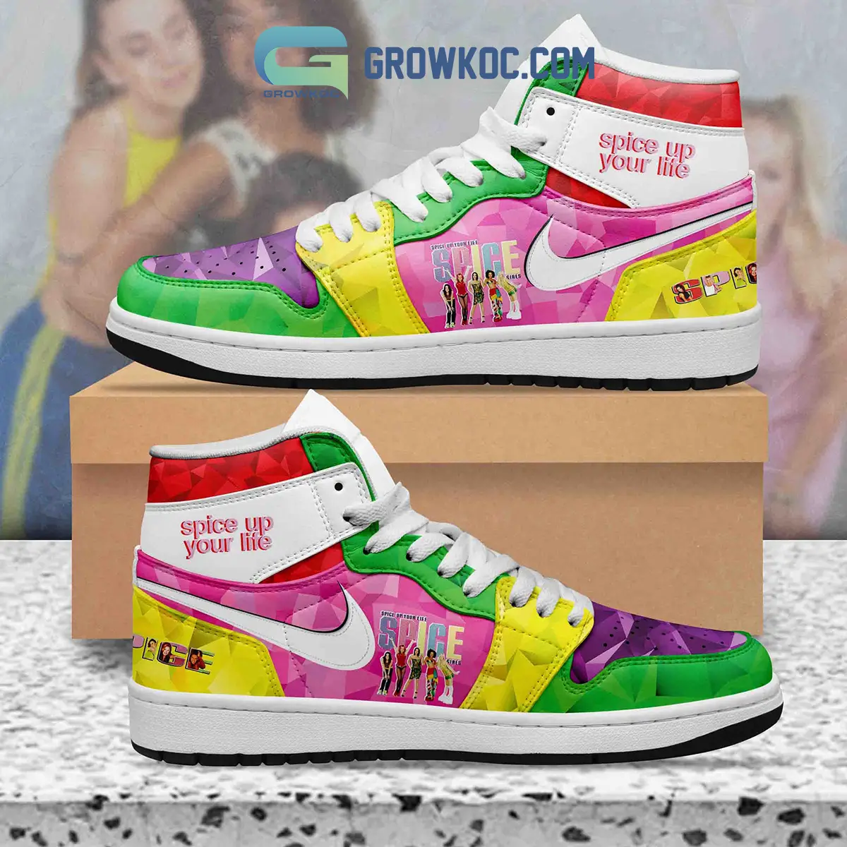 Spice Girls Spice Up Your Life Fan Air Jordan 1 Shoes White Design