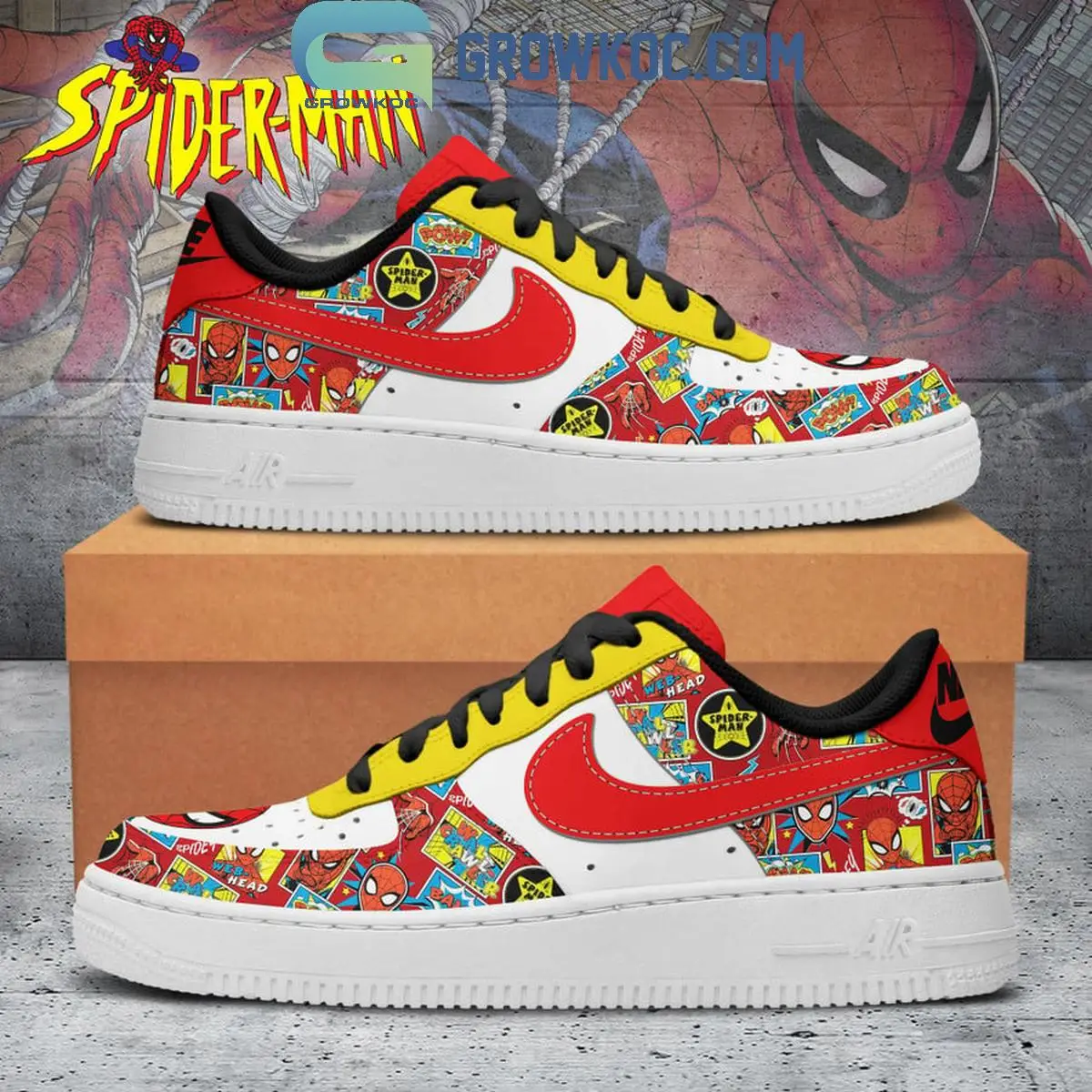 Spider Man Super Hero Love Fan Black Lace Air Force 1 Shoes Spider Man Super Hero Love Fan Black Lace Air Force 1 Shoes - Image 1