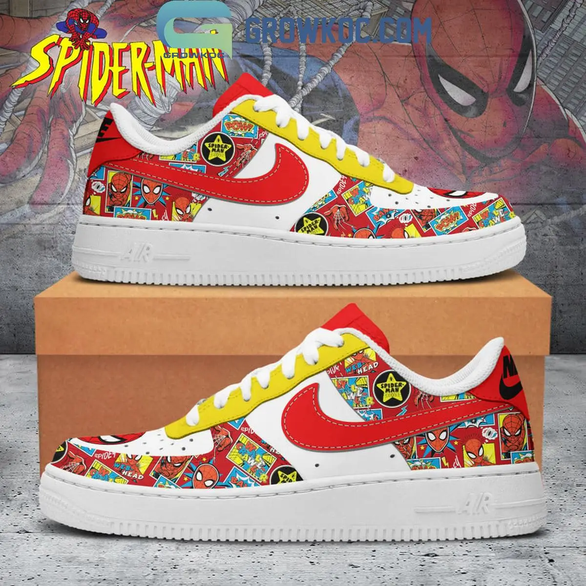 Spider Man Super Hero Love Fan White Lace Air Force 1 Shoes