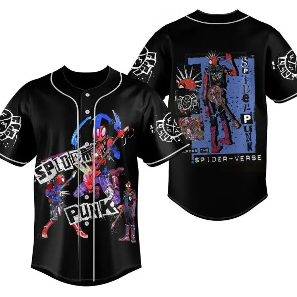 Spider-Punk Baseball Jersey – Vibrant Graphic Tee For Comic Fans