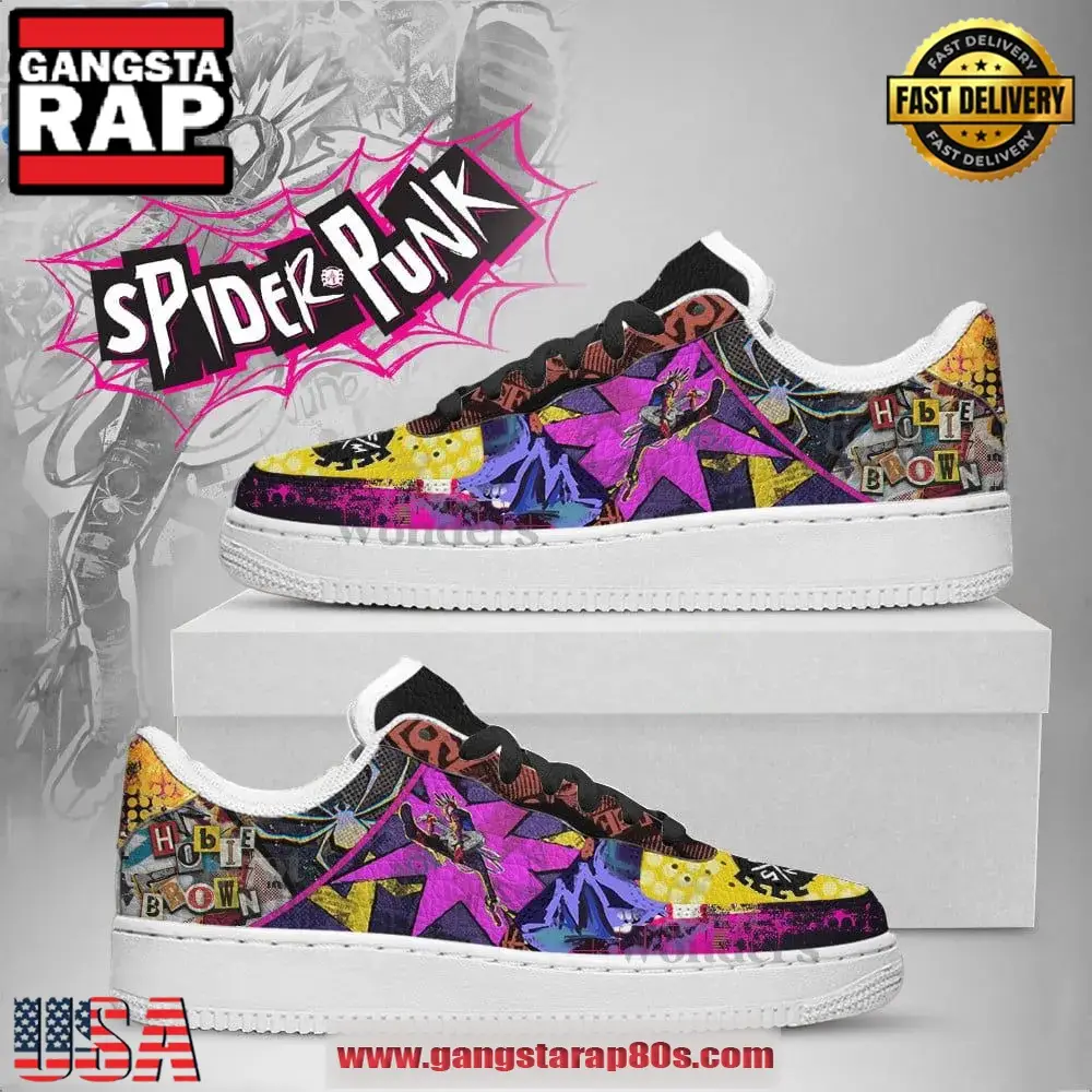 Spider-Punk Hobie Brown Limited Edition Air Force 1 Running Sneakers Shoes Spider-Punk Hobie Brown Limited Edition Air Force 1 Running Sneakers Shoes - Image 1