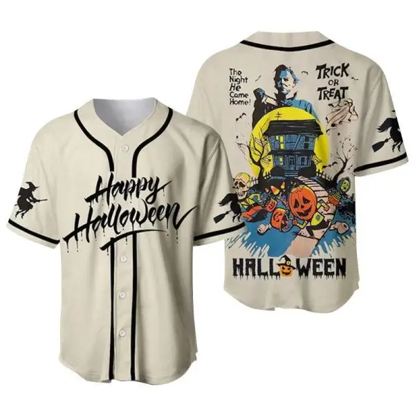Spooky Halloween Baseball Jersey – Trick Or Treat Graphic Tee For Festive Fun