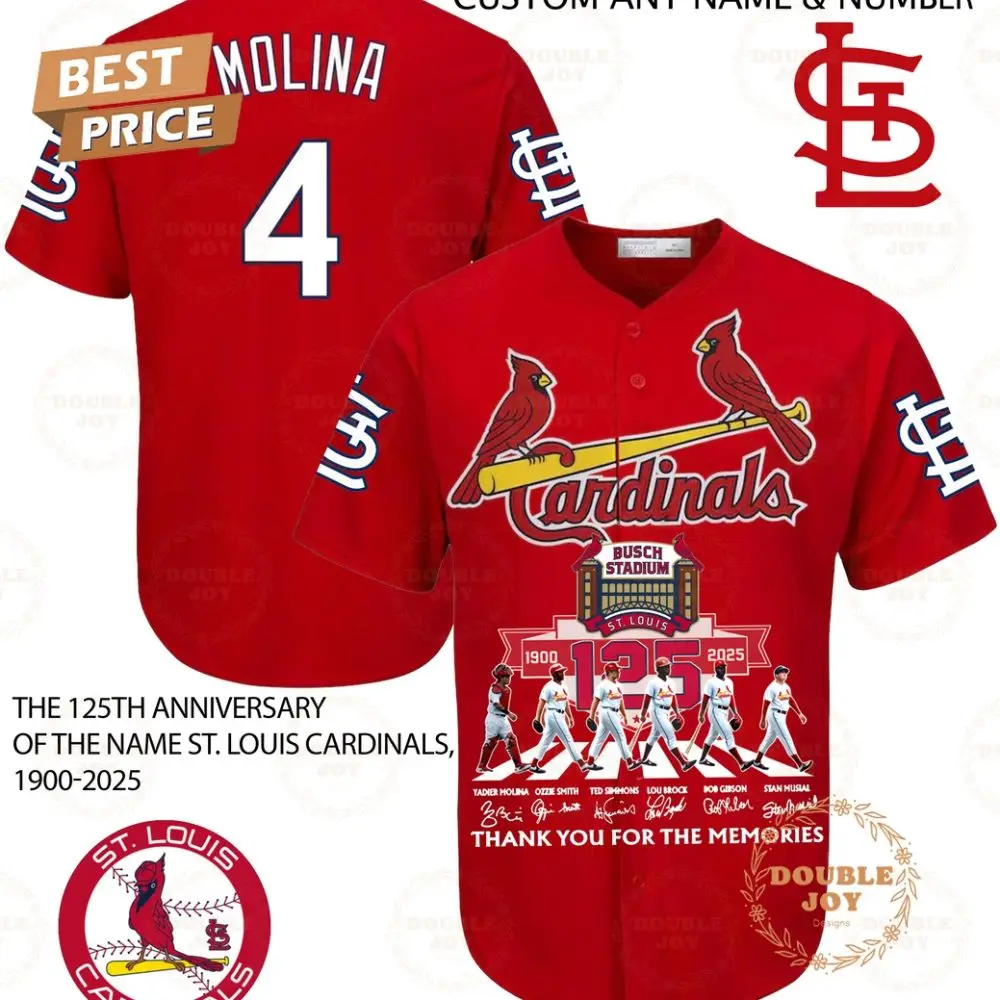 St. Louis Cardinals 125Th 1900-2025 Thank You Fpr The Memories Custom Name Limited Edition Baseball Jersey