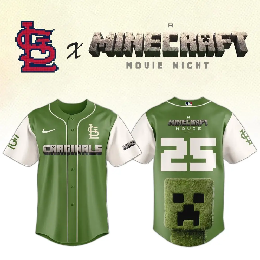 St. Louis Cardinals X Minecraft Green Baseball Jersey - Limited Edition Movie Night Gear