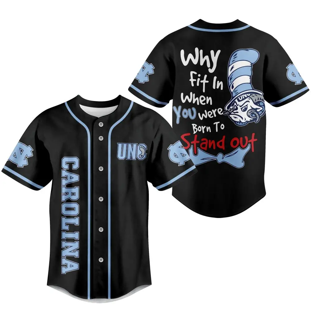 Stand Out In Style With Unc Carolina Baseball Jersey - Unique Graphic Tee For Fans!