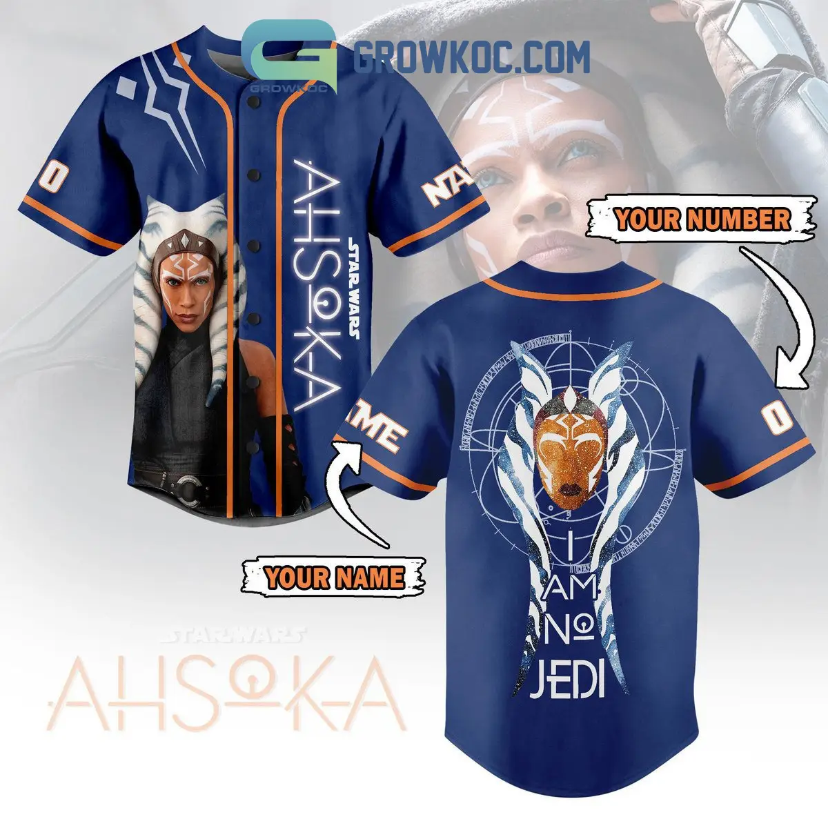 Star Wars Ahsoka I Am No Jedi Personalized Baseball Jersey