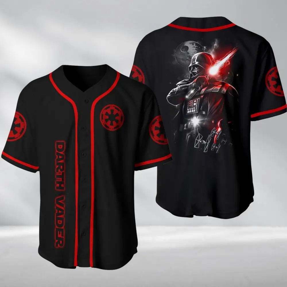 Star Wars Darth Vader Baseball Jersey - Galactic Empire Theme, Black & Red Design