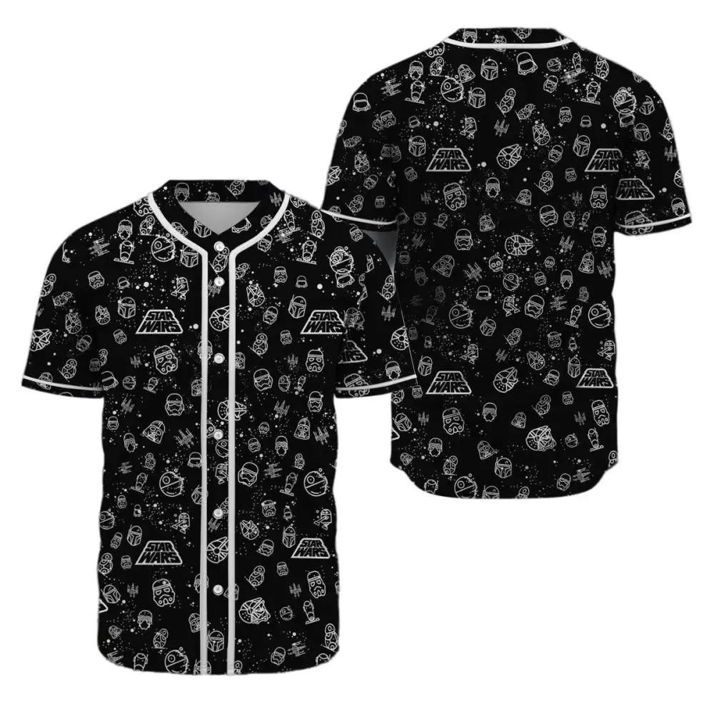 Star Wars Galactic Baseball Jersey - Iconic Black & White Print For Fans