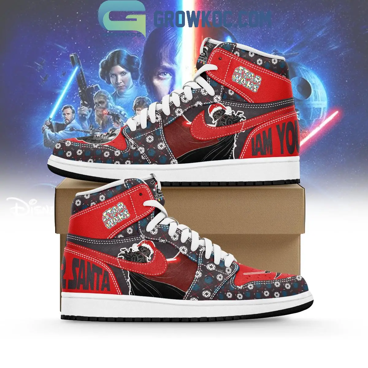 Star Wars I Am Your Santa Christmas Air Jordan 1 Shoes Star Wars I Am Your Santa Christmas Air Jordan 1 Shoes - Image 1