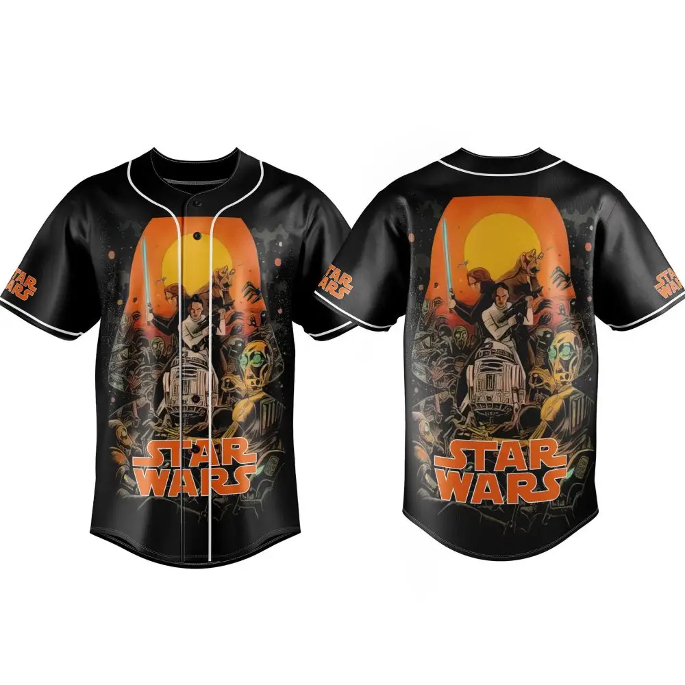 Star Wars Retro Baseball Jersey - Iconic Characters & Vibrant Design - Unisex Fan Apparel