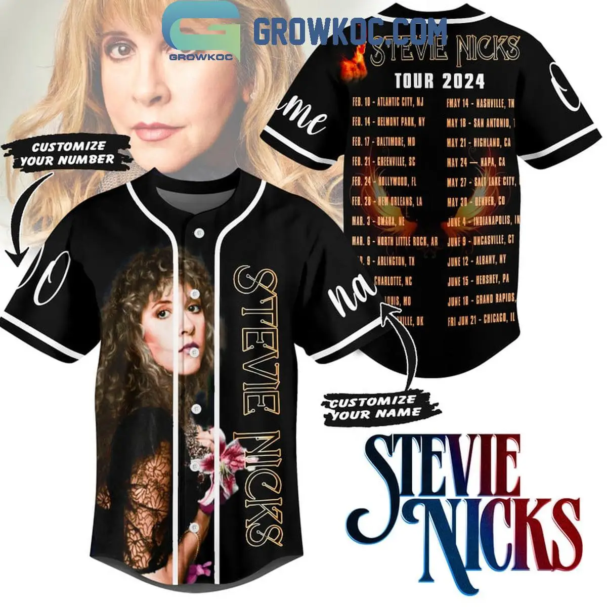 Stevie Nicks Tour 2024 America Schedule Personalized Baseball Jersey