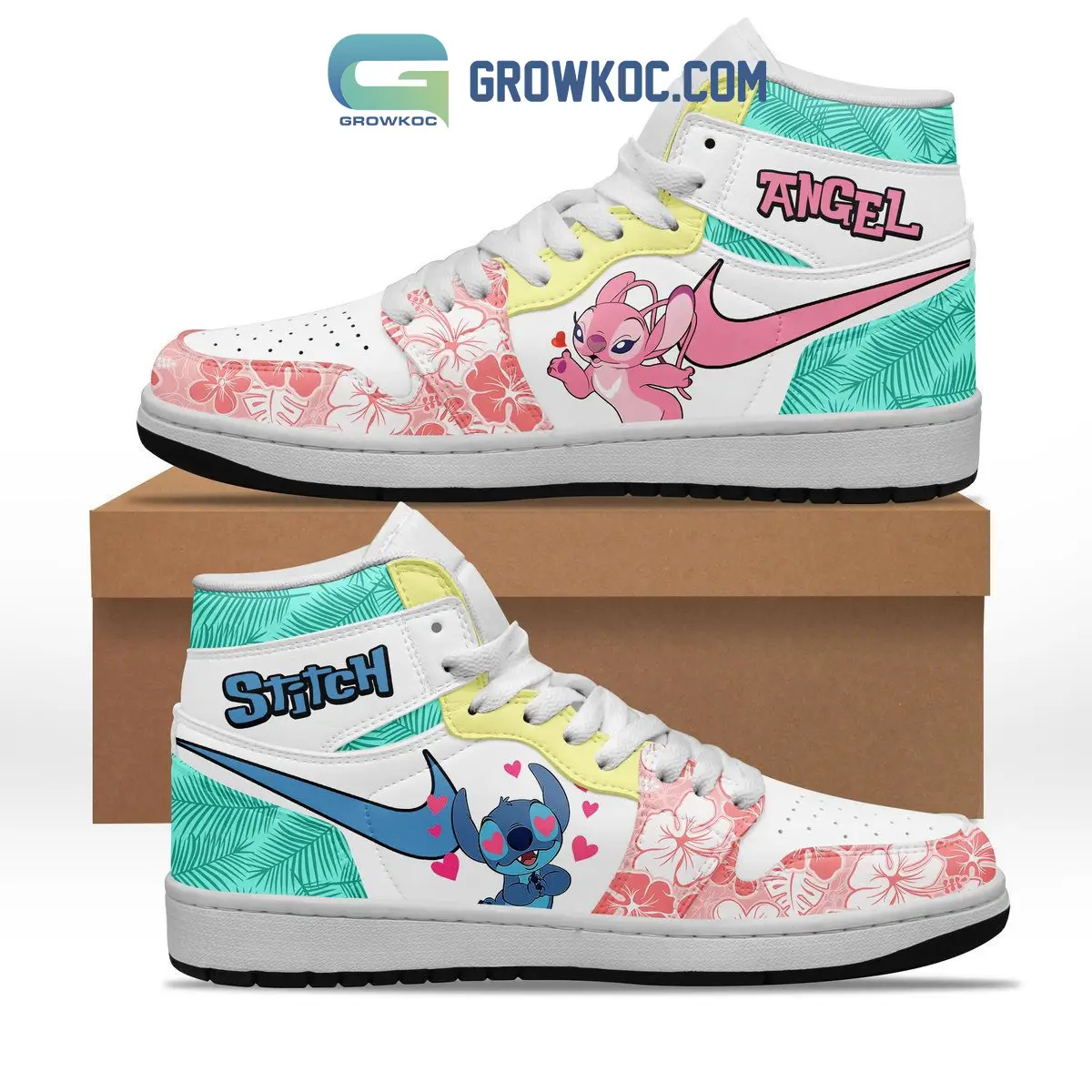 Stitch Angel Hibicus Air Jordan 1 Shoes
