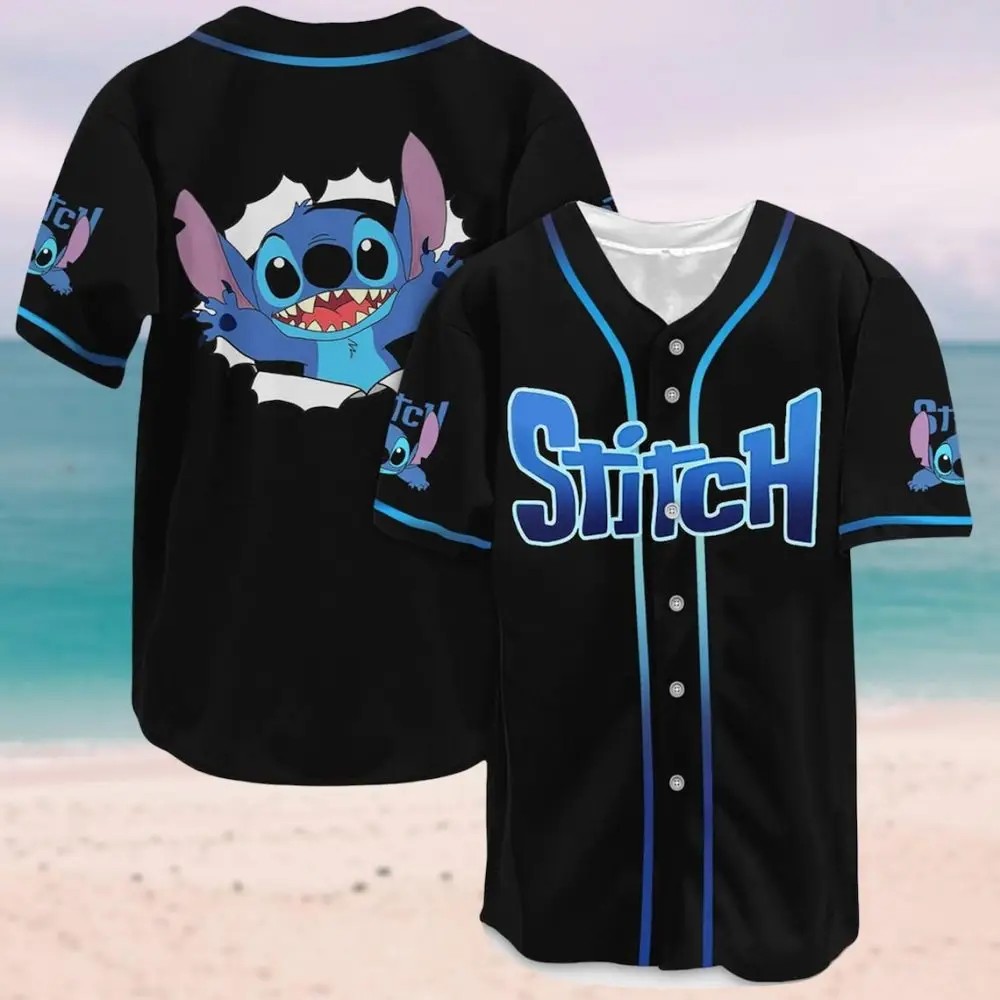 Stitch Baseball Jersey - Fun & Stylish Black Shirt For Fans , Perfect Gift!