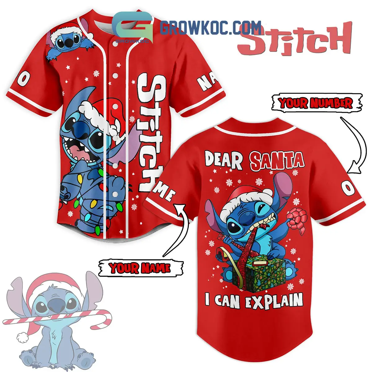 Stitch Dear Santa I Can Explain Holiday Ho Ho Ho Christmas Custom Baseball Jersey