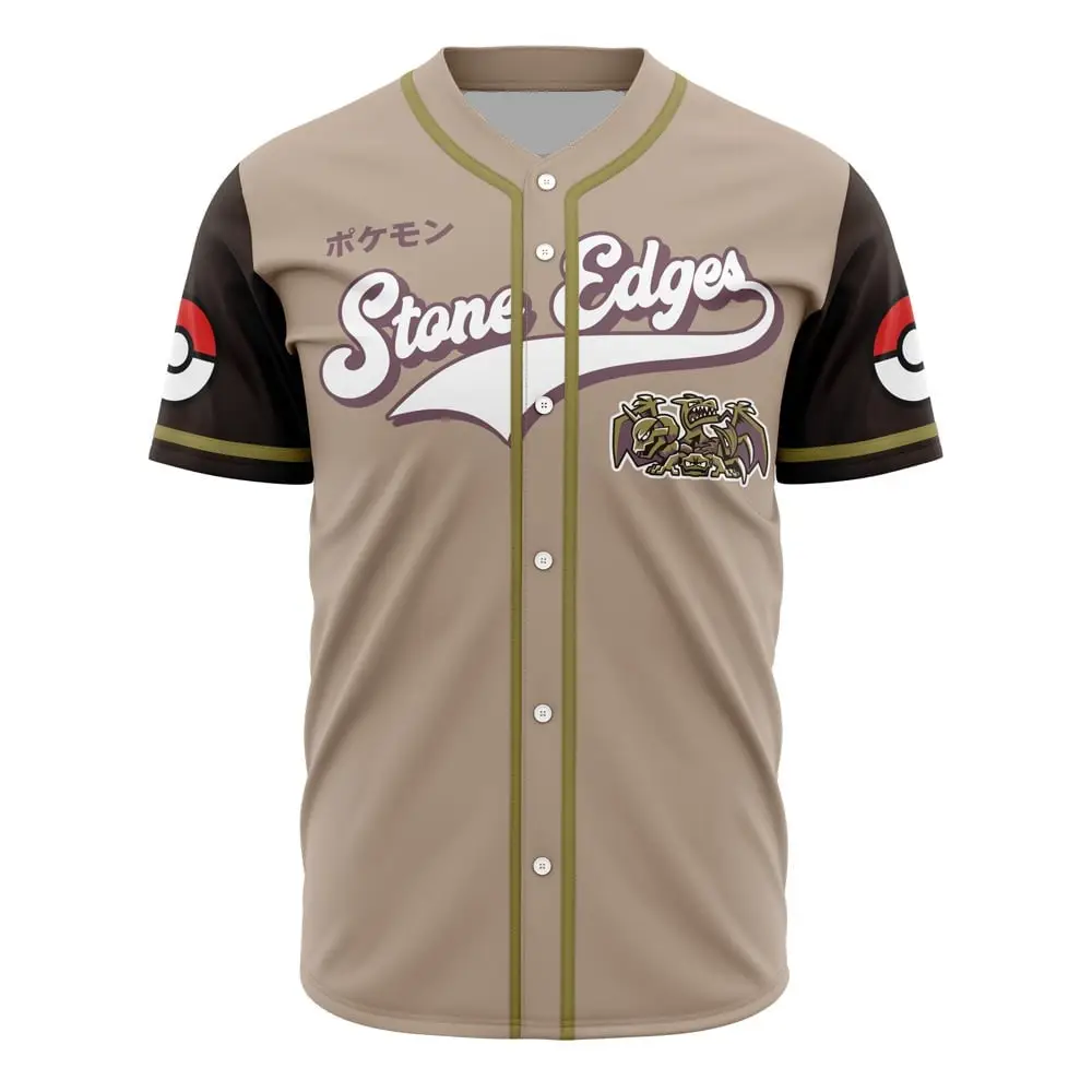 Stone Edges Pokémon Baseball Jersey – Stylish Unisex Fan Apparel For Gamers & Collectors