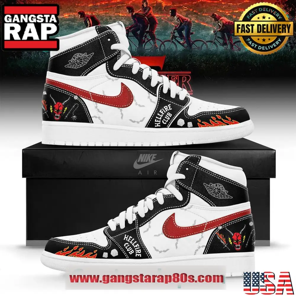 Stranger Things 5 Hellfire Club Limited Edition Air Jordan 1 Sneakers Shoes Stranger Things 5 Hellfire Club Limited Edition Air Jordan 1 Sneakers Shoes - Image 1