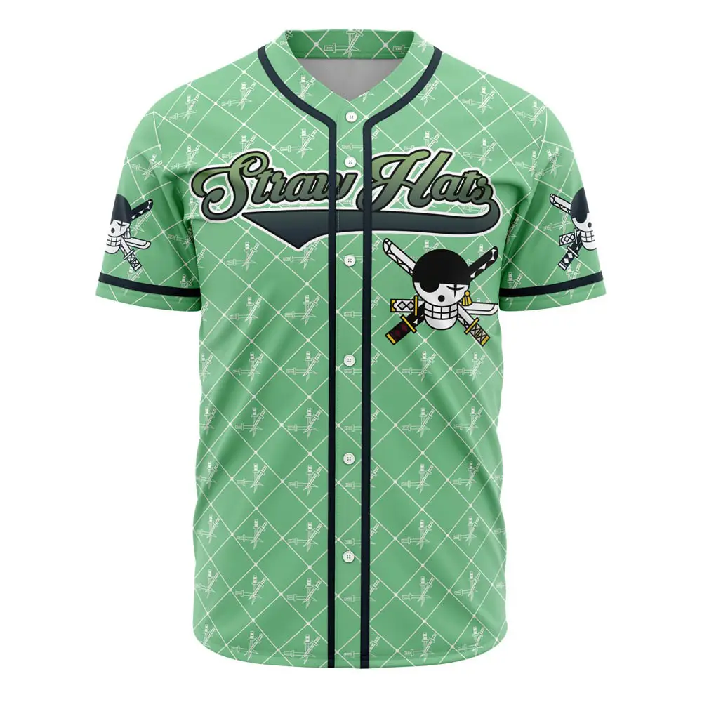 Straw Hat Pirates Anime Baseball Jersey – Stylish Green Unisex Sportswear For Fans