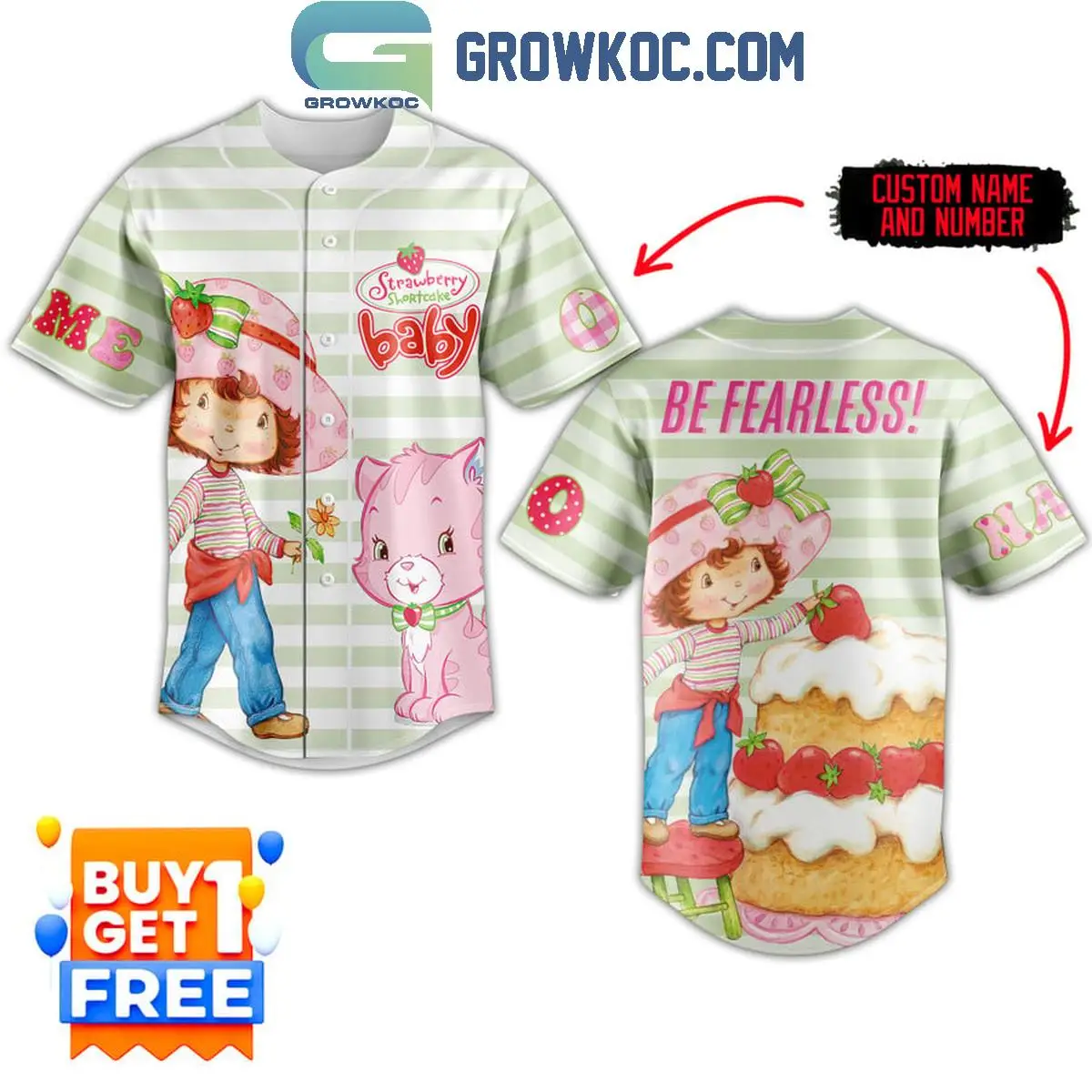 Strawberry Shortcake Baby Be Fearless Fan Personalized Baseball Jersey