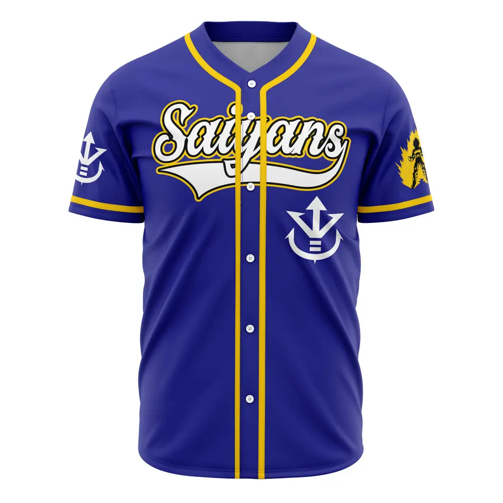 Stylish Blue Saiyans Baseball Jersey - Unisex Sportswear With Bold Design