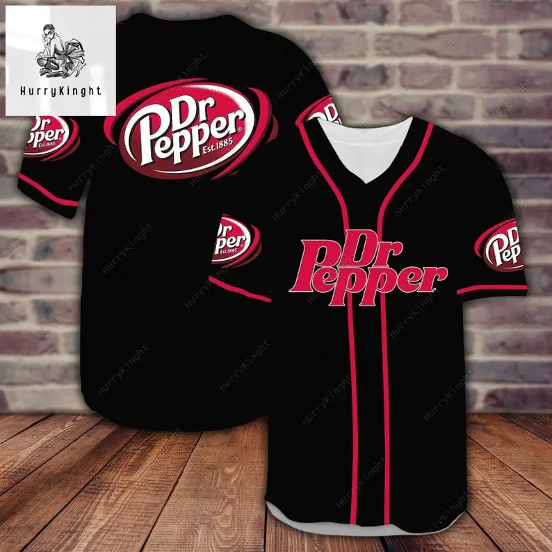 Stylish Dr Pepper Baseball Jersey - Unisex Black & Red - Perfect Gift For Fans