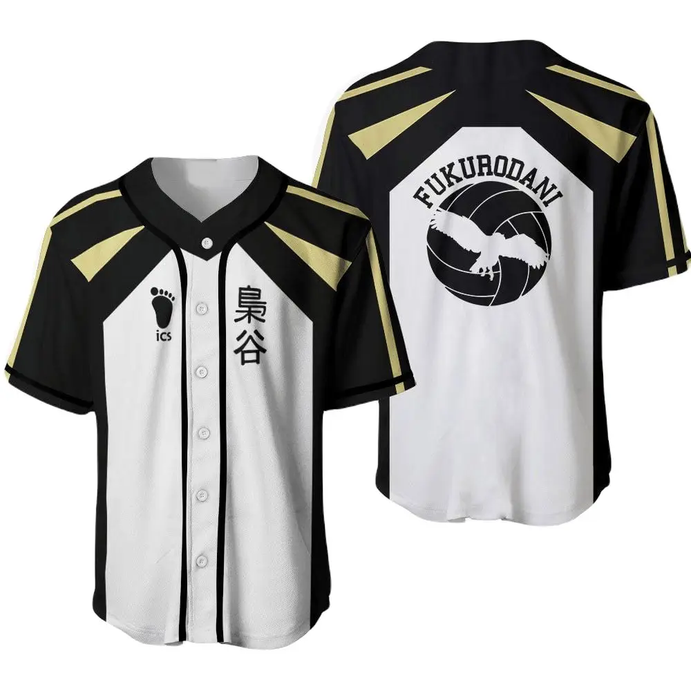 Stylish Fukurodani Volleyball Jersey - Black & White Anime-Inspired Sportswear