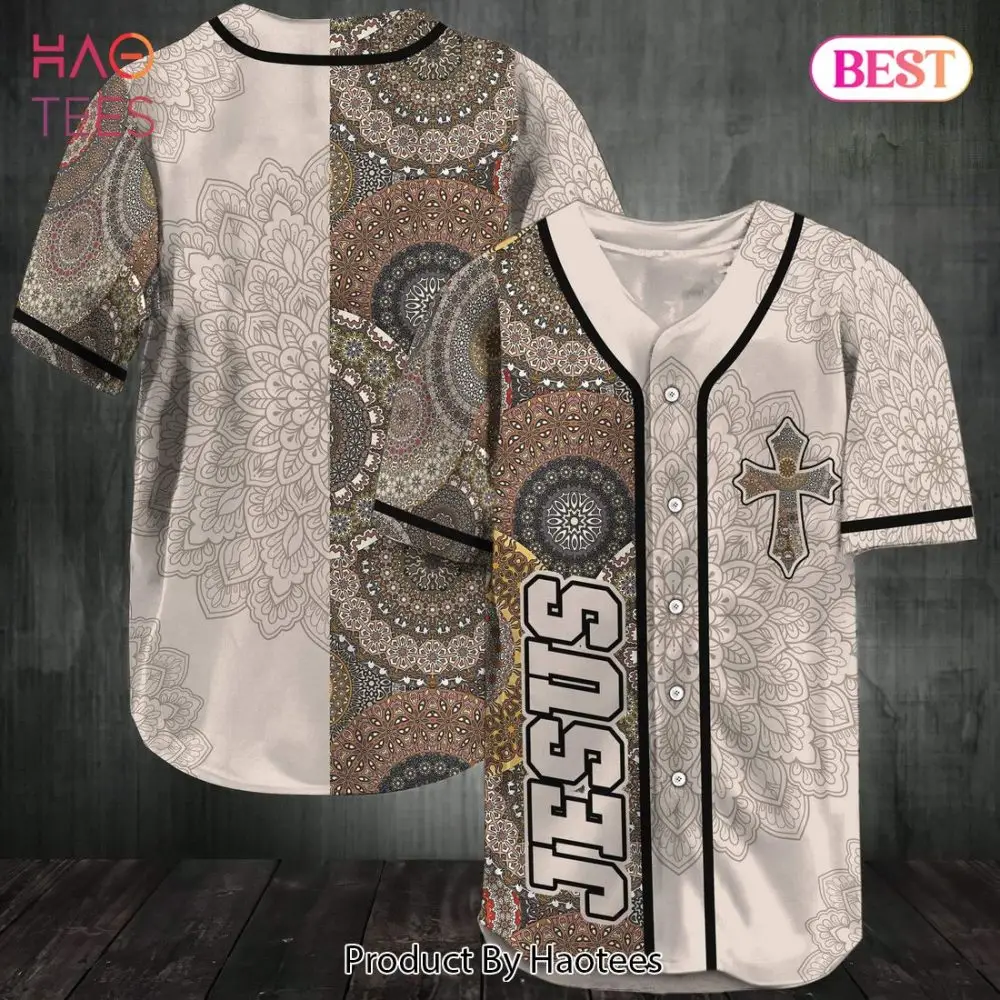 Stylish Jesus Baseball Jersey Shirt - Unique Christian Mandala Design, Perfect Gift