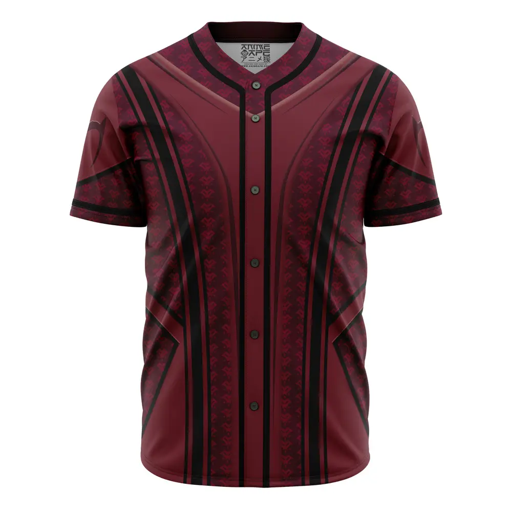 Stylish Red & Black Graphic Button-Up Baseball Jersey - Perfect For Casual Wear