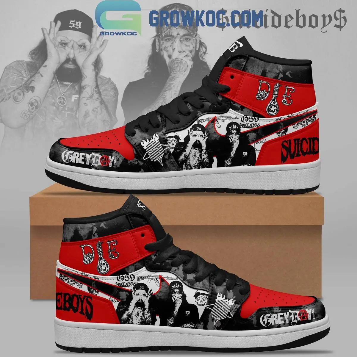 Suicideboys Grey Day Black Red 2025 Air Jordan 1 Shoes