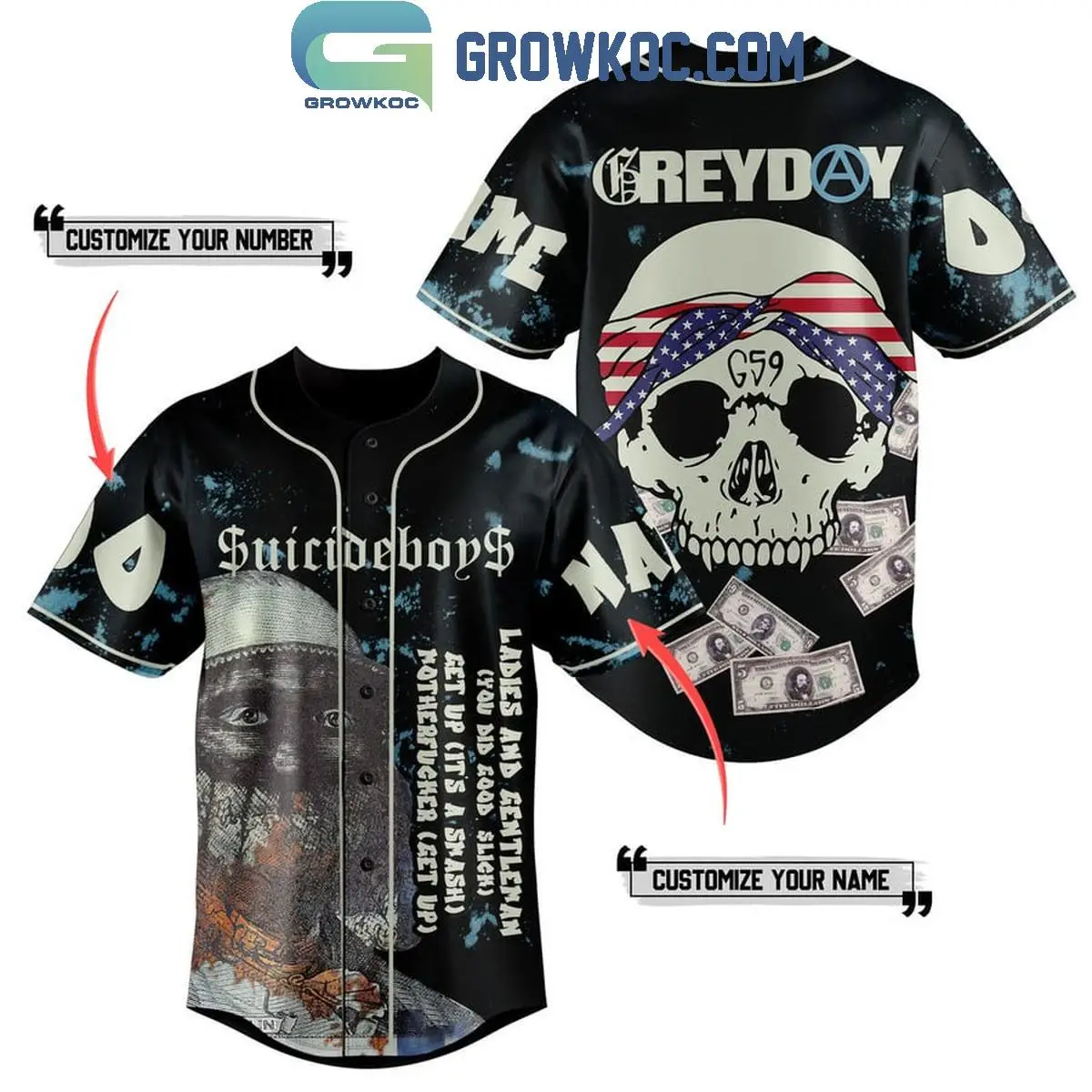 Suicideboys Greyday Ladies And Gentlemen Get Up Personalized Baseball Jersey