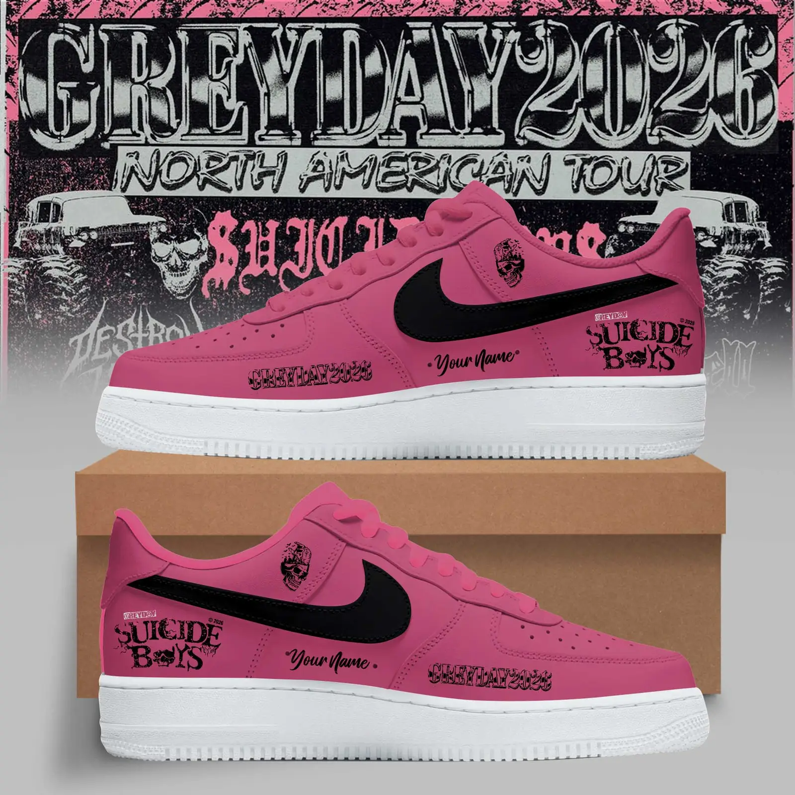 SuicideBoyS Greyday Tour 2026 Merch - North American Tour Air Force 1 Shoes | CZ21