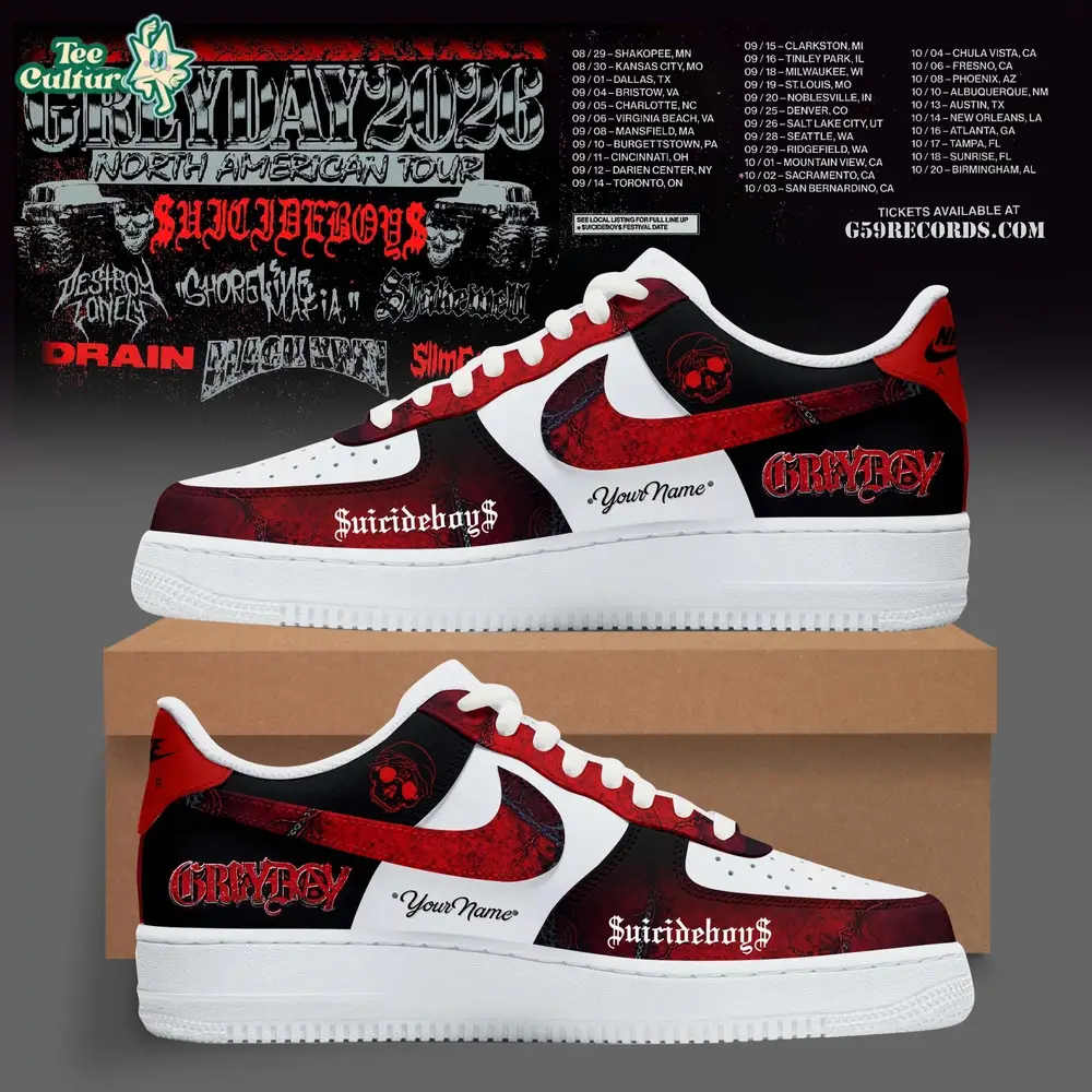 Suicideboys x Seattle Mariners Grey Day Tour 2026 Black Air Force 1 Custom Shoes