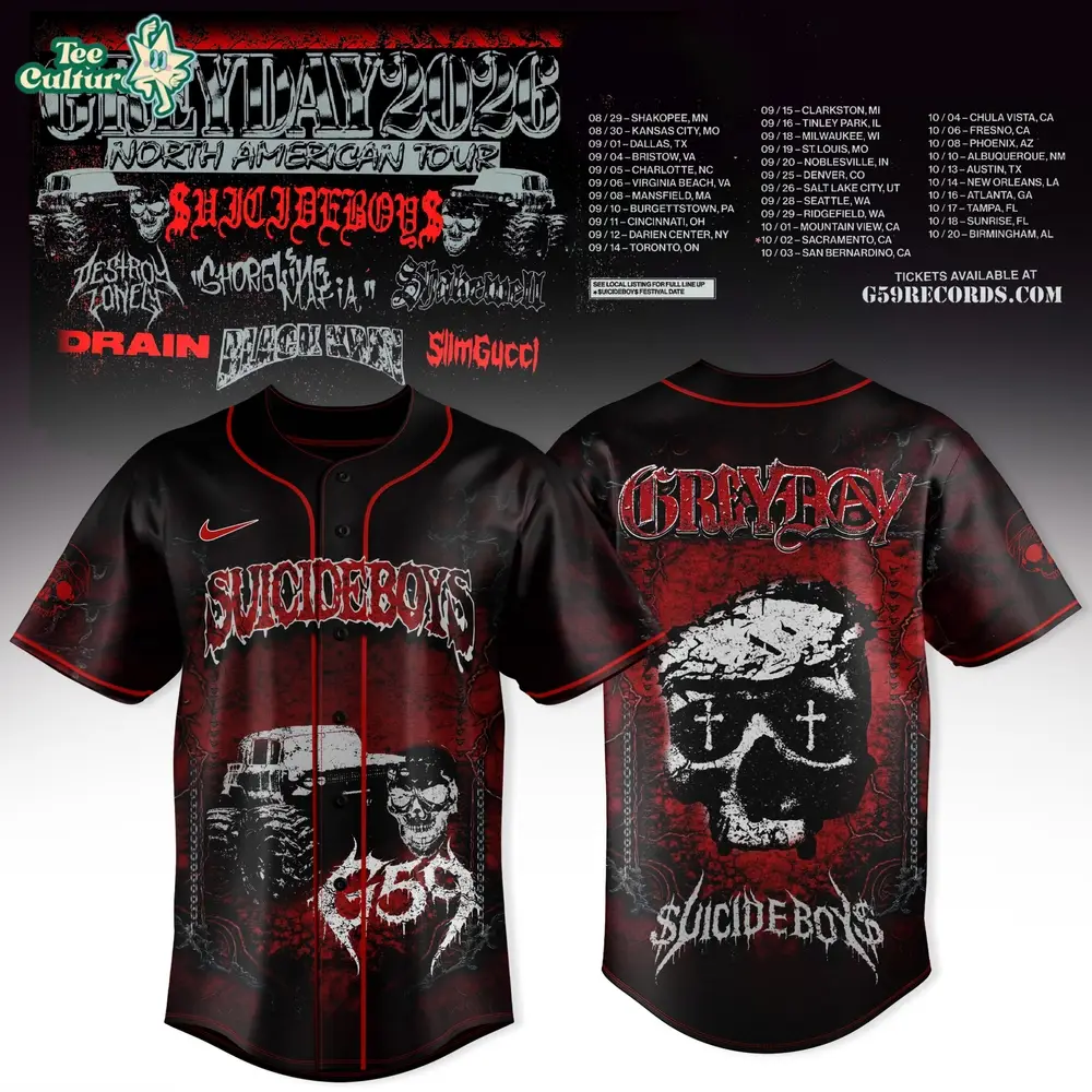 Suicideboys x Seattle Mariners Grey Day Tour 2026 Limited Edition Baseball Jersey