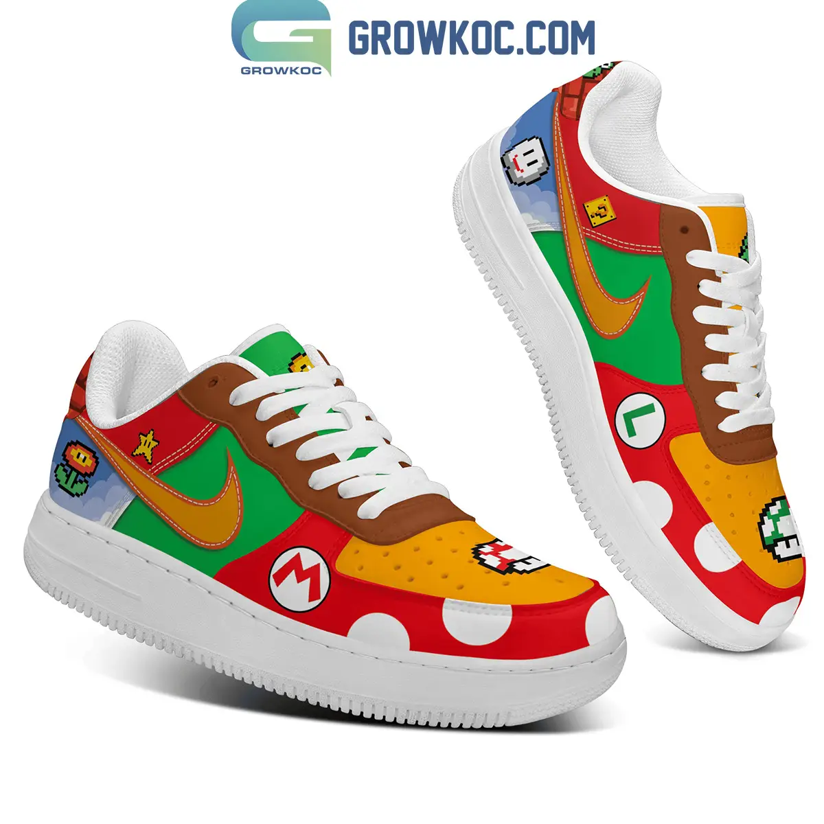 Super Mario Mushroom Video Game Air Force 1 Shoes Super Mario Mushroom Video Game Air Force 1 Shoes - Image 1