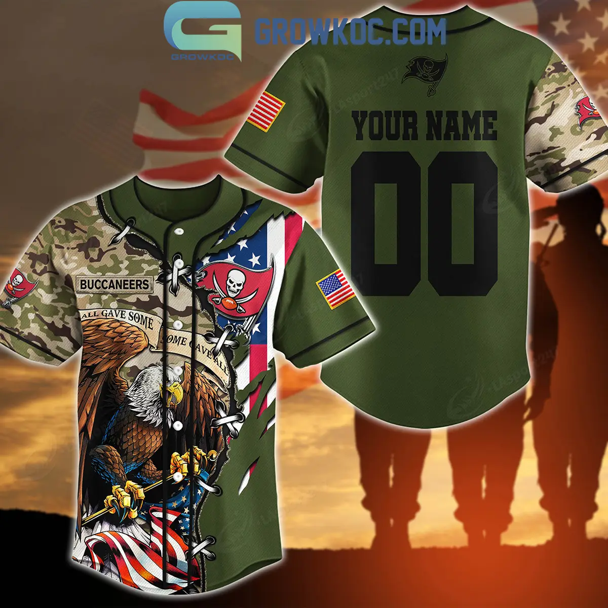 Tampa Bay Buccaneers Veteran Proud Of America Personalized Baseball Jersey