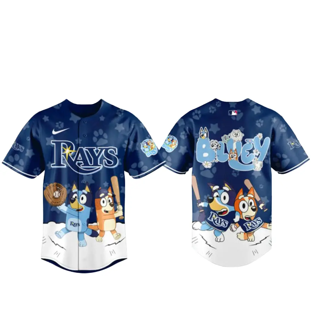 Tampa Bay Rays Bluey Night Game Baseball Jersey - Tazila