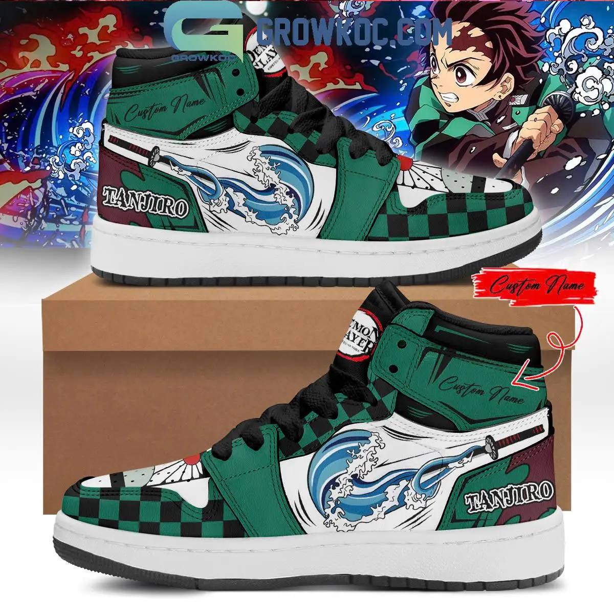 Tanjiro Kamado Demon Slayer Air Jordan 1 Shoes Tanjiro Kamado Demon Slayer Air Jordan 1 Shoes - Image 1