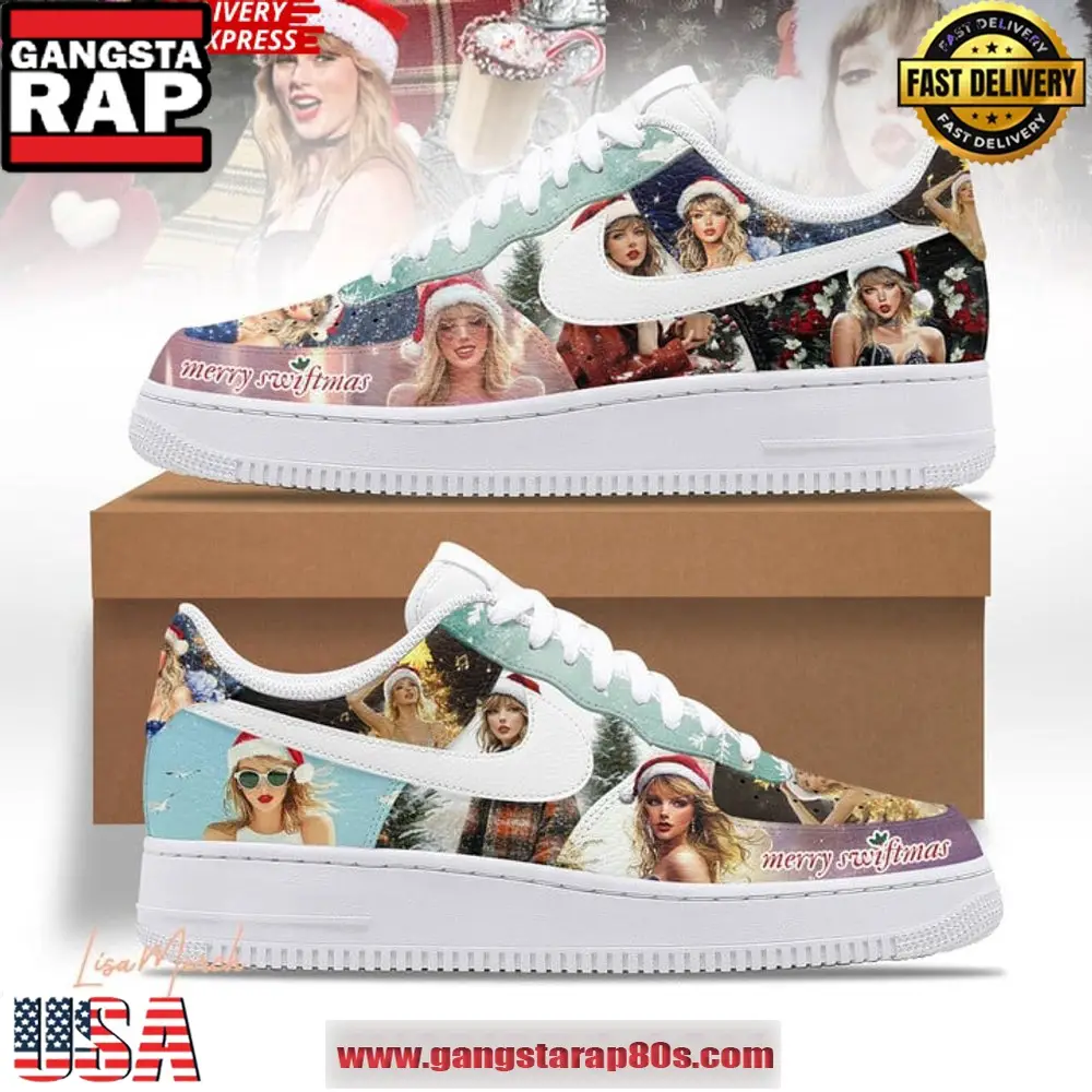 Taylor Swift Christmas Holiday Limited Edition Air Force 1 Running Sneakers Taylor Swift Christmas Holiday Limited Edition Air Force 1 Running Sneakers - Image 1
