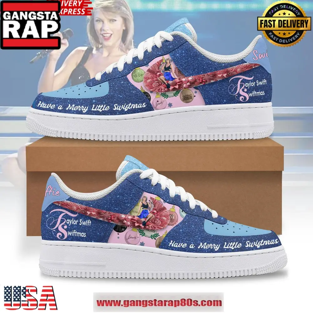 Taylor Swift Have a Merry Little Swiftmas Limited Air Force 1 Sneakers Shoes Taylor Swift Have a Merry Little Swiftmas Limited Air Force 1 Sneakers Shoes - Image 1
