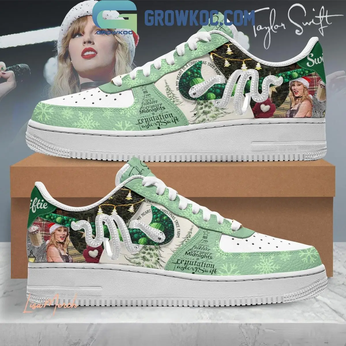 Taylor Swift My Heart Is A Christmas Tree Farm Love 2024 Air Force 1 Shoes Taylor Swift My Heart Is A Christmas Tree Farm Love 2024 Air Force 1 Shoes - Image 1