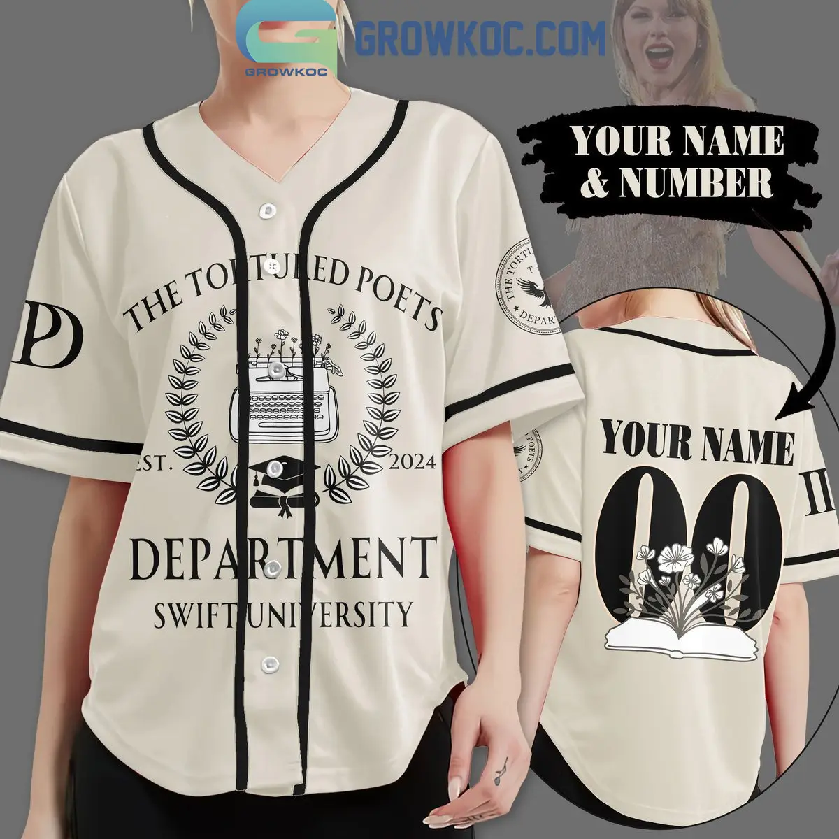 Taylor Swift The Tortured Poets Department Swift University Personalized Baseball Jersey