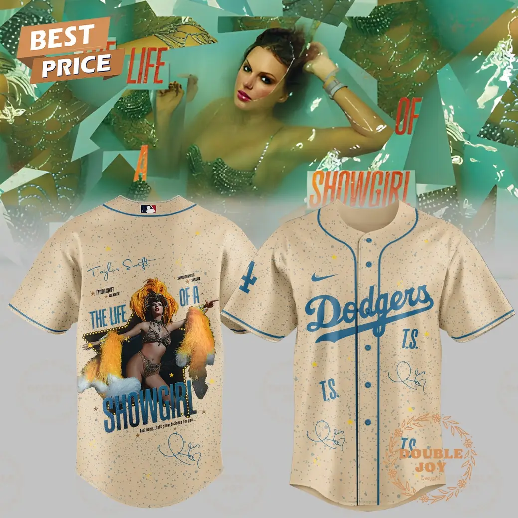 Taylor Swift x Los Angeles Dodgers New Album 2025 "The Life Of A Showgirl" Baseball Jersey Taylor Swift x Los Angeles Dodgers New Album 2025 "The Life Of A Showgirl" Baseball Jersey - Image 1