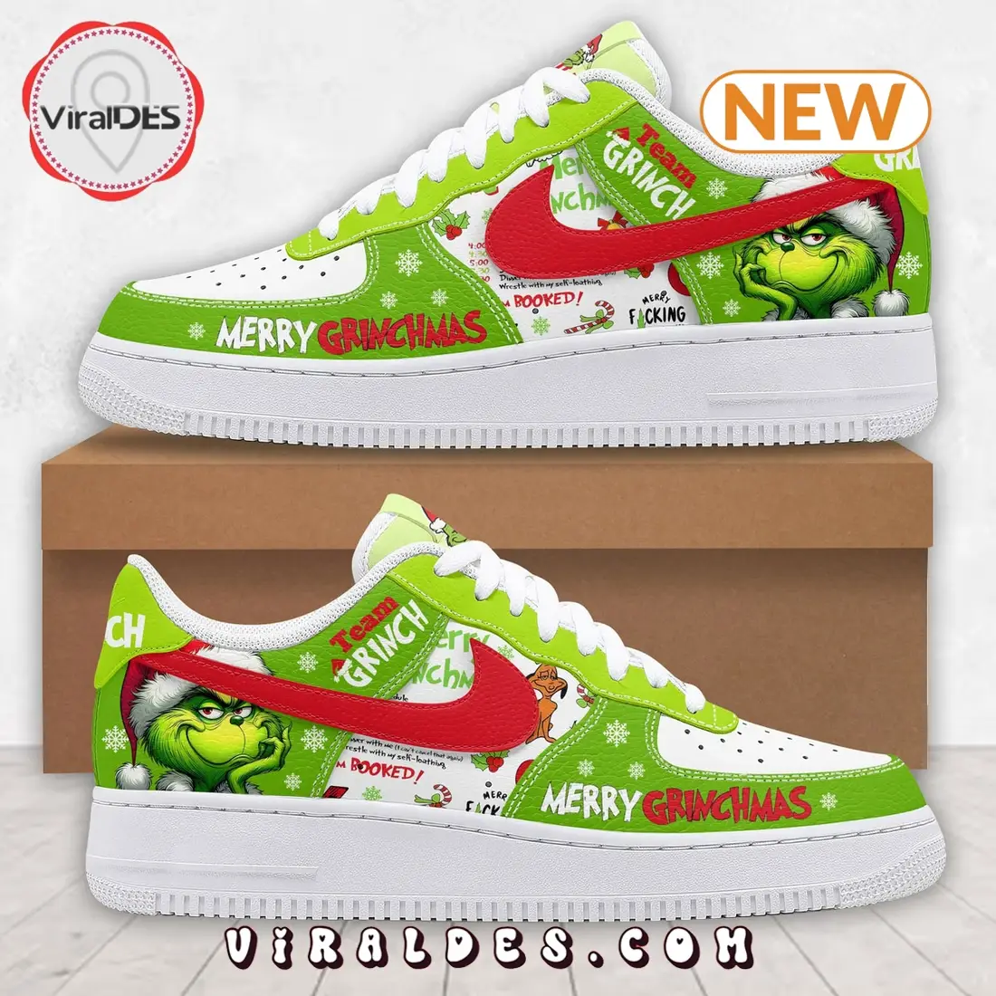 Team Grinch - Merry Grinchmas Air Force 1 Shoes