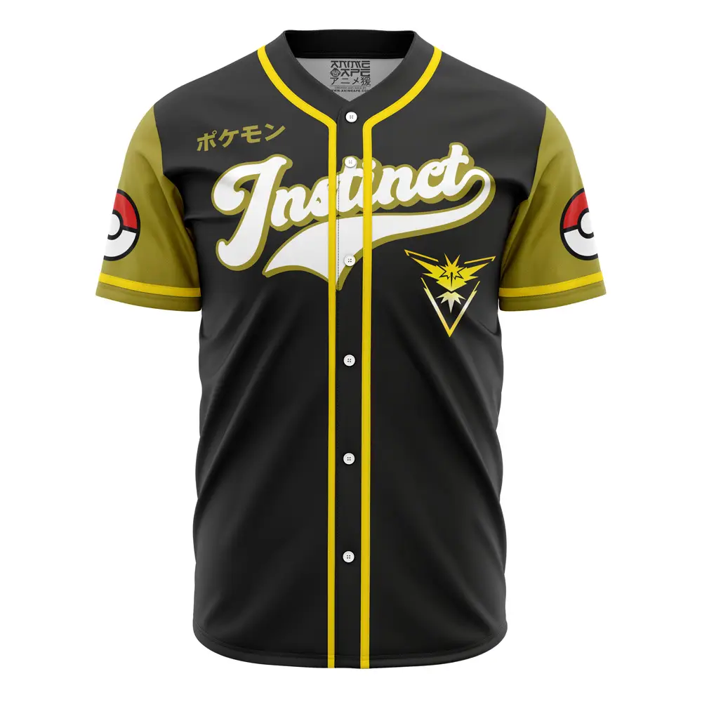 Team Instinct Pokémon Jersey – Stylish Black & Yellow Button-Up Top For Fans